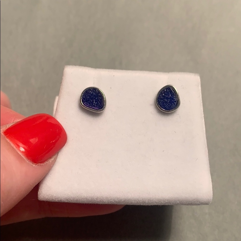 Gold & Navy Rock Earrings